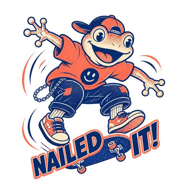 Nailed it, a risograph sticker